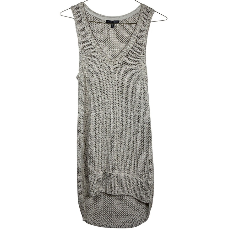 Eileen Fisher Tank S‎ Long Tunic Taupe Lagenlook Minimalist Neutral Capsule Y2K